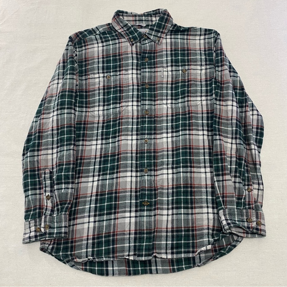 Carhartt Trumbull Relaxed Fit Button Down Plaid Flannel Shirt Cotton Mens Sz L